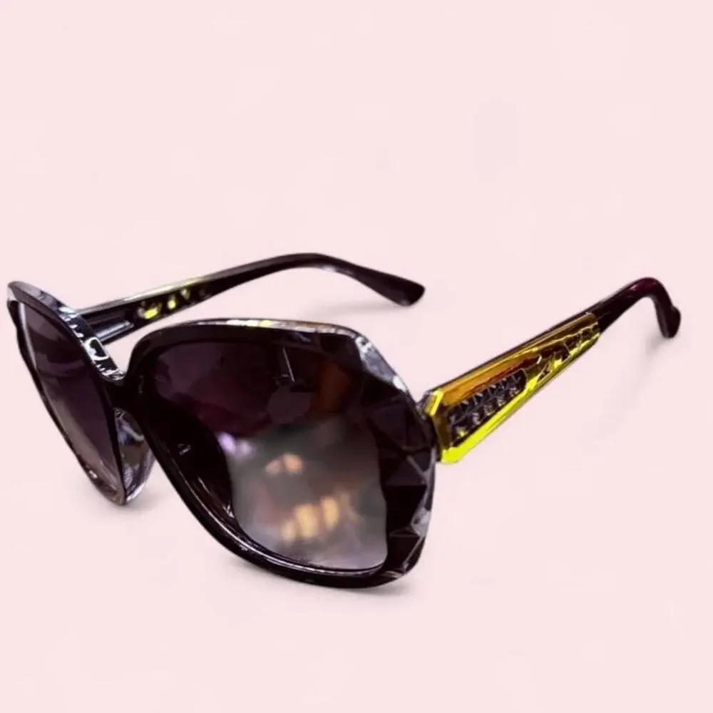 Diamond cut oversized sparkle sunglasses